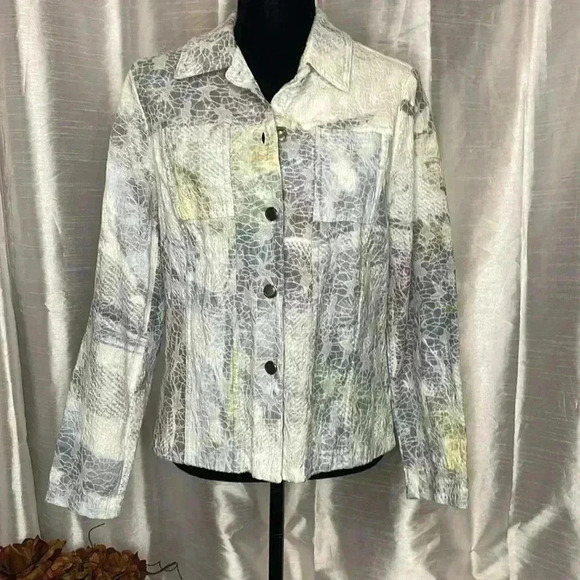 Kaktus Women’s Medium Textured Multi-Colored Long Sleeve Button Up Blazer - Picture 2 of 8